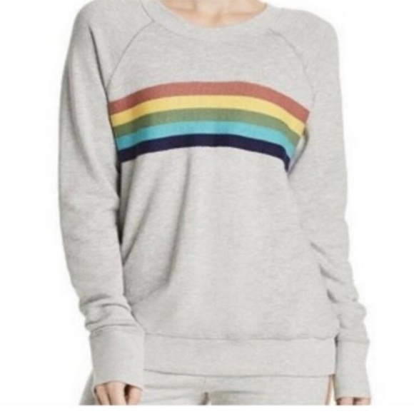 *EUC* Sundry Crewneck Rainbow Striped Sweatshirt XS - Picture 3 of 8
